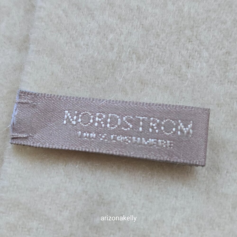 NWOT Nordstrom Cashmere Ivory Woven Fringe Scarf - Picture 5 of 13